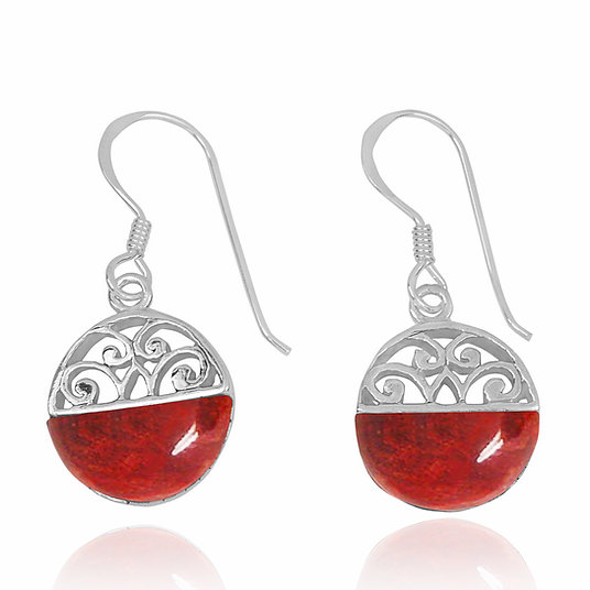 Red Sponge Coral Brass Earrings  Bijoux Chics Jewellery